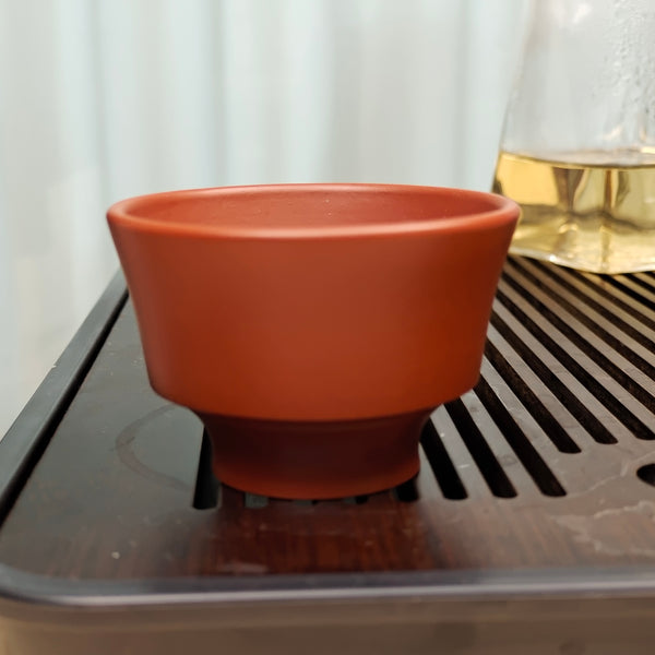 Raw Purple Clay Bamboo Tea Cup / Handcrafted Minimalist Zisha Teaware